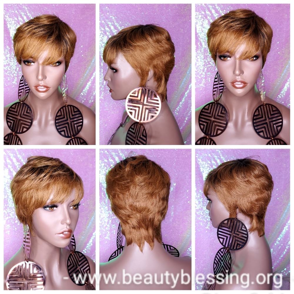 Pixie Cut Brazilian Remy Human Hair Full Cap Wig